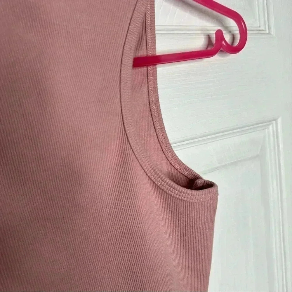 SWS Essentials Tank Top Cropped Ribbed Racerback Pink Size Medium - Picture 11 of 16